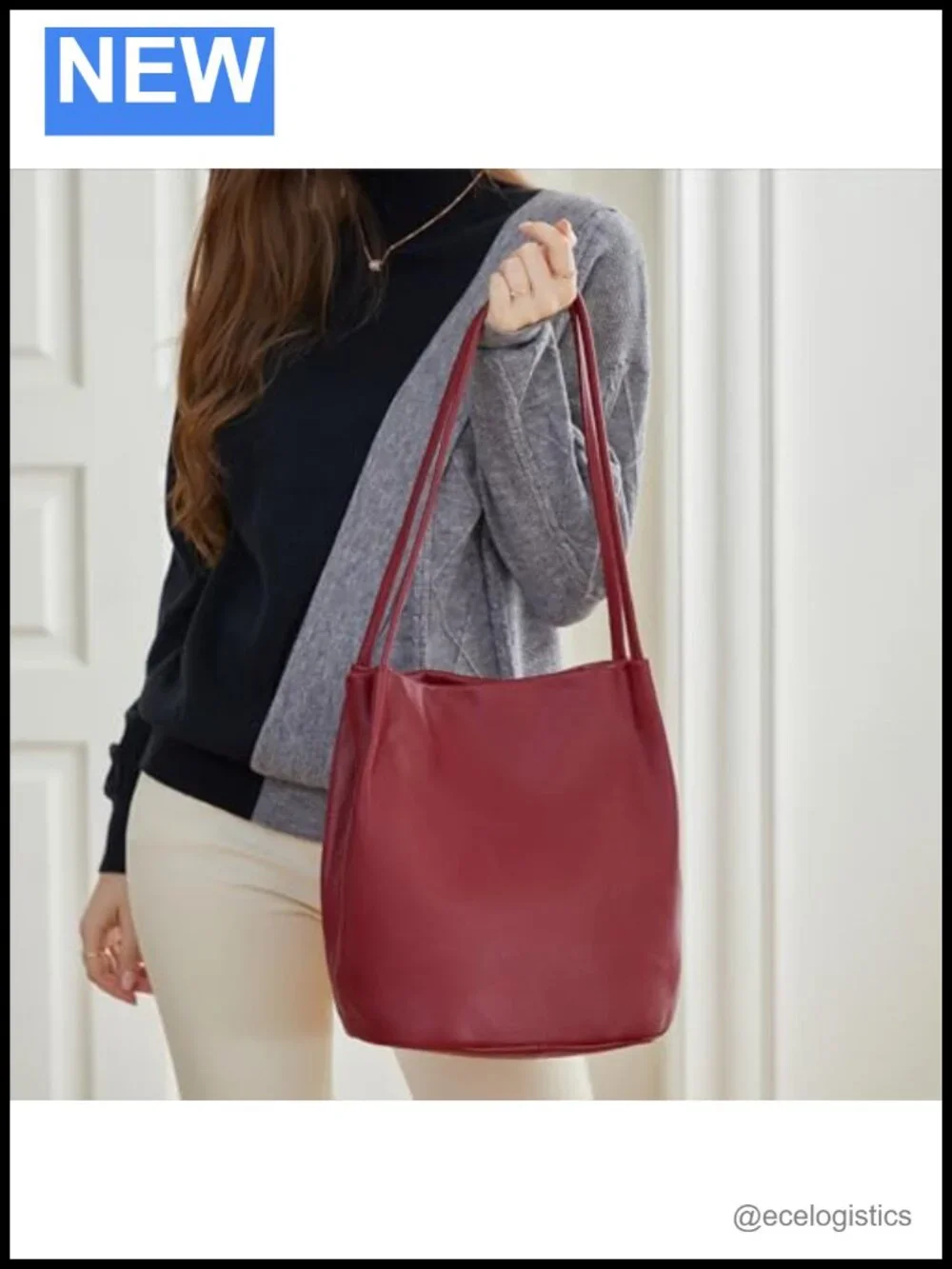 Genuine Leather Bucket Tote Hobo Shoulder Purse Work Bag